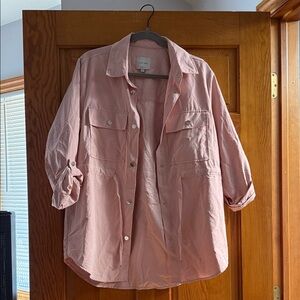 Love Tree Pink Utility Jacket with Front Patch Pockets